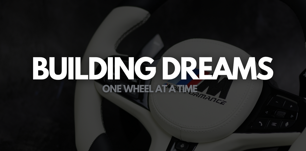Custom white leather BMW M Performance steering wheel by Exclusive Steering – Building dreams, one wheel at a time