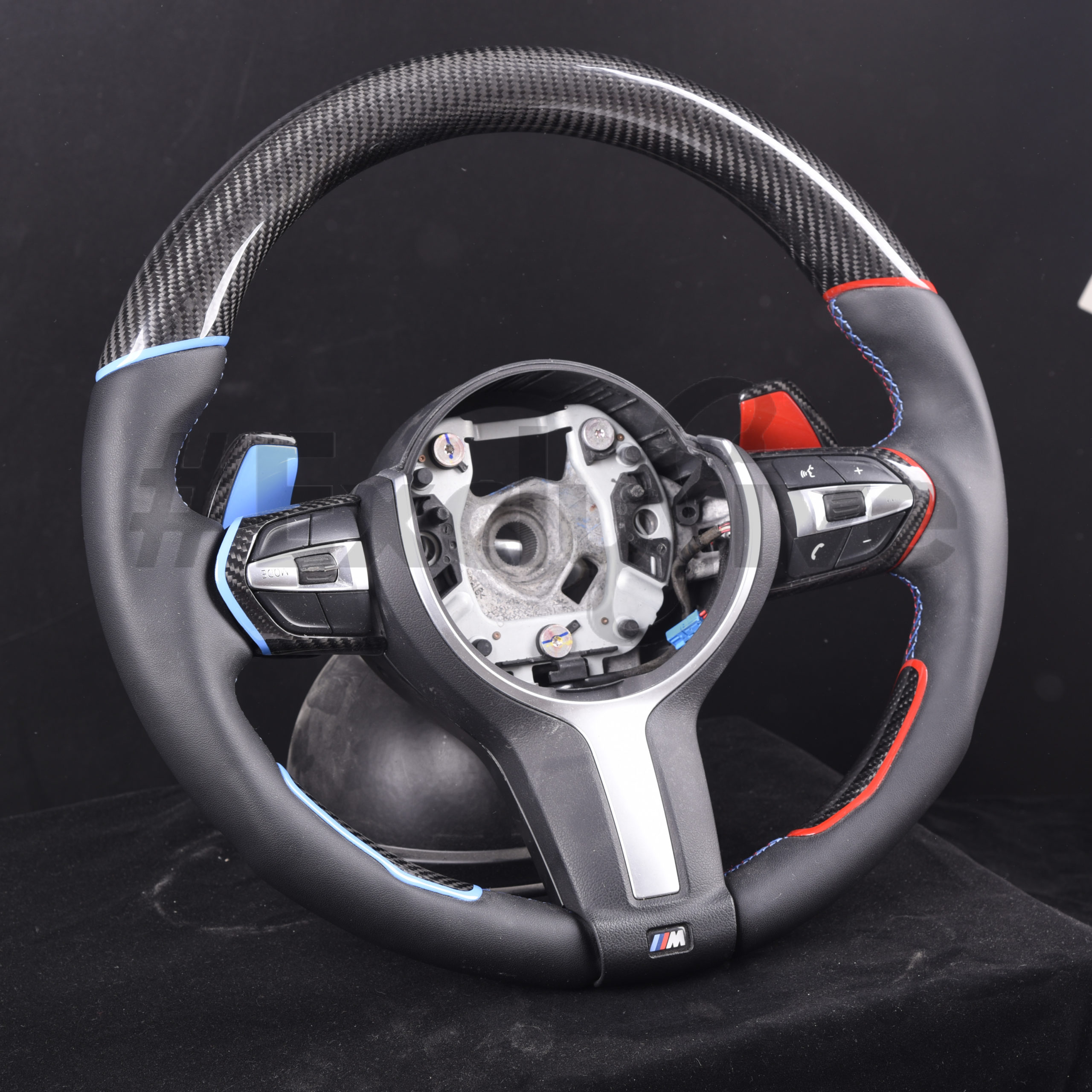 F30/F31/F34 2015-2019 M-Sport Carbon Fiber Steering Wheel Black Leather for BMW 